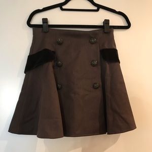 Designer flare mini skirt in brown